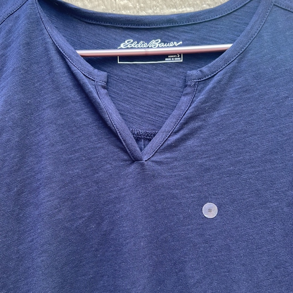 NWT Eddie Bauer Size Small Semi-Sheer Navy Wide Strap Tank Athletic Sporty - Picture 7 of 15